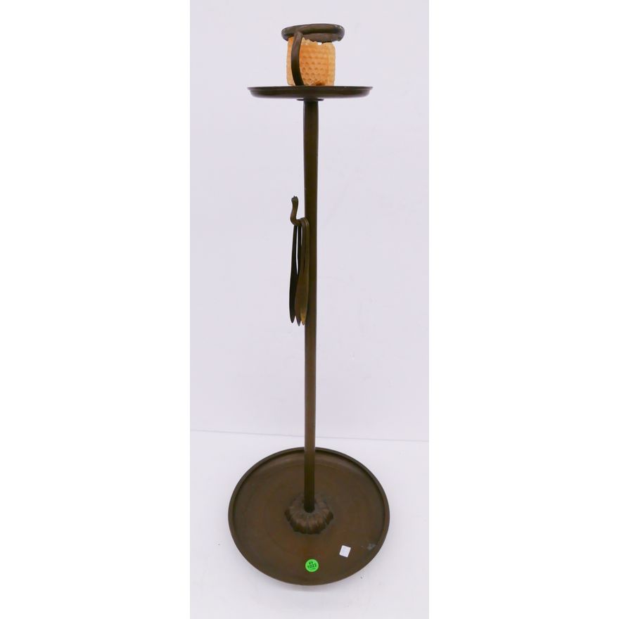 Meiji Japanese Bronze Pricket Candle Stand- 27''