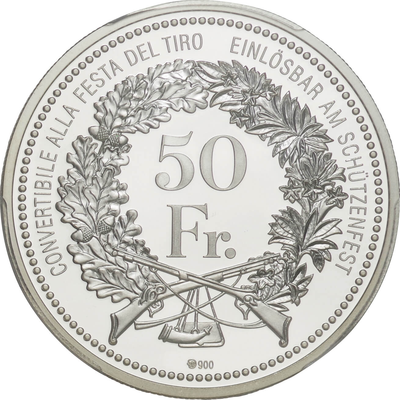 スイス 現代射撃祭 2016年 50フラン 銀貨