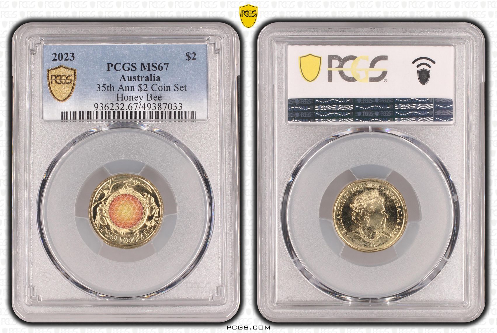 35th Ann $2 Coin Set Colorized Honey Bee, Two Dollar, 2023, PCGS MS67