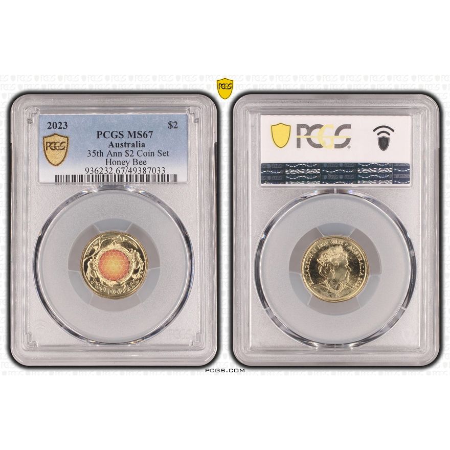 35th Ann $2 Coin Set Colorized Honey Bee, Two Dollar, 2023, PCGS MS67