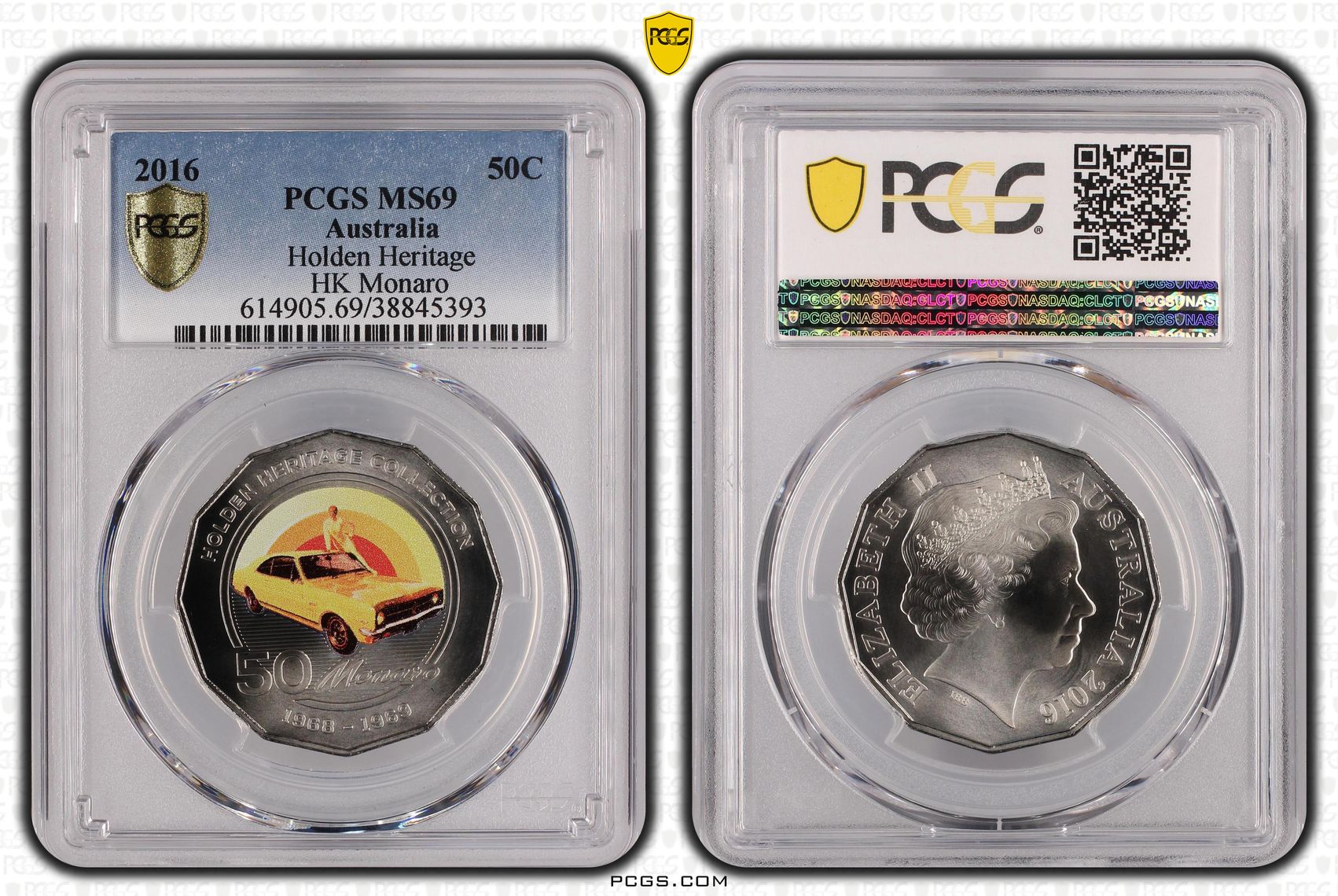 2016 Australia Fifty Cent, 50c Holden Heritage - HK Monaro PCGS - MS69 -393