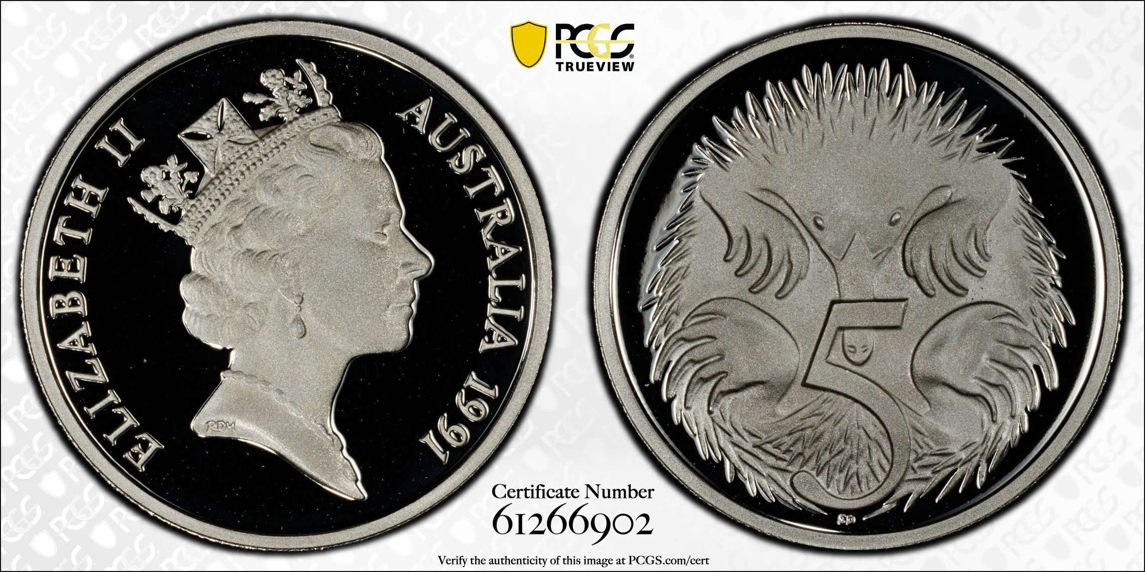 Silver, Five Cent, 1991, PCGS PR70DCAM