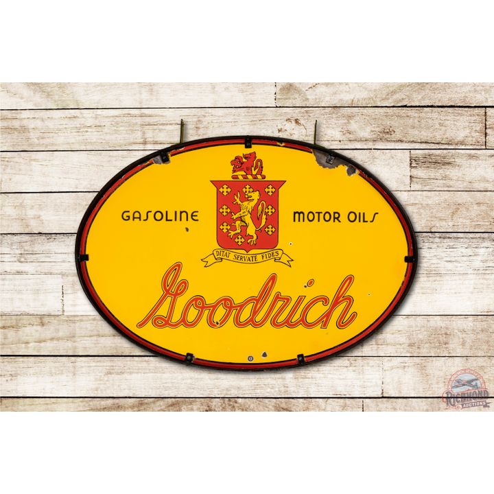 Goodrich Gasoline Motor Oil w/ Logo Porcelain Sign TAC 8.5 & 8.0