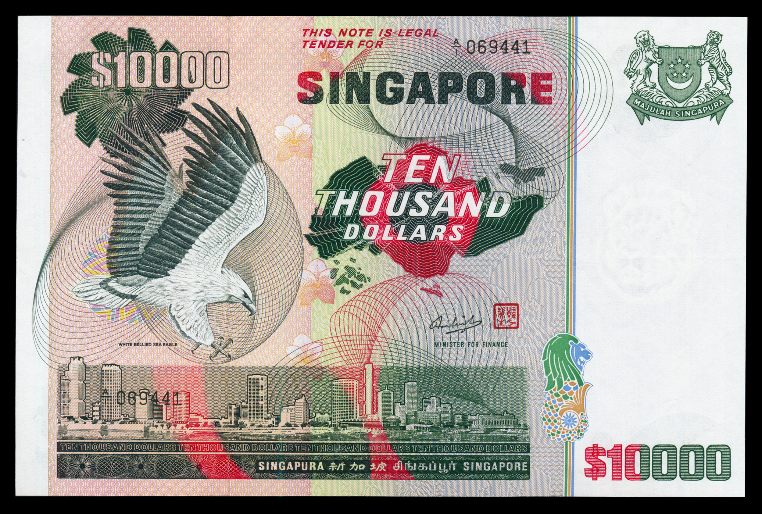 Singapore Bird 1976 $10000 A/1 069441 EF | Monetarium