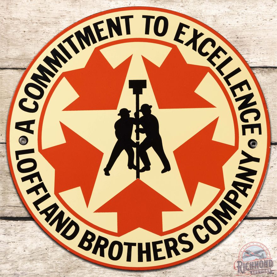 Loffland Brothers Co. Gas Oil Well Drilling SS Porcelain Sign w/ Logo Tulsa Oklahoma