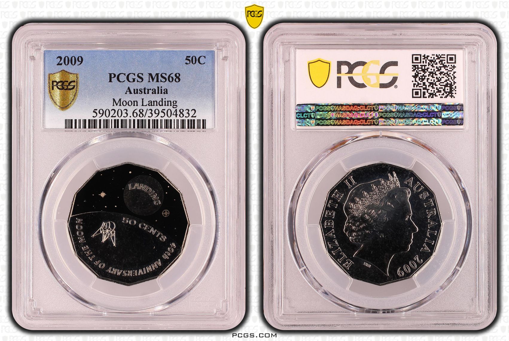 Moon Landing Colroized, Fifty Cent, 2009, PCGS MS68