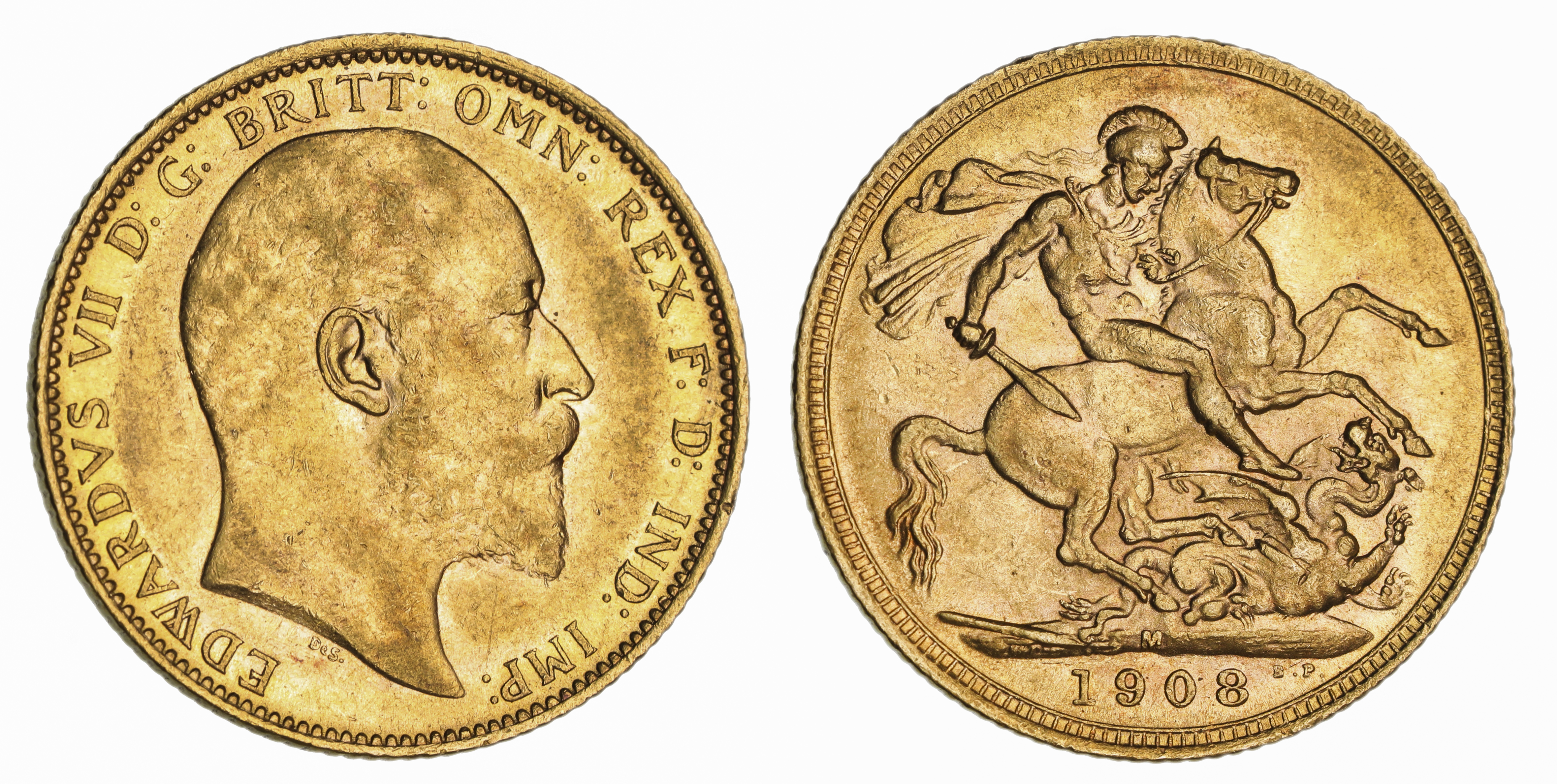 Edward VII, St. George Reverse - Melbourne Mint, Sovereign, 1908, EF