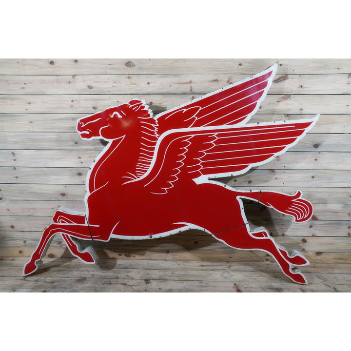 1957 Mobil Pegasus Cookie-Cutter Multi Piece Porcelain Sign TAC 9
