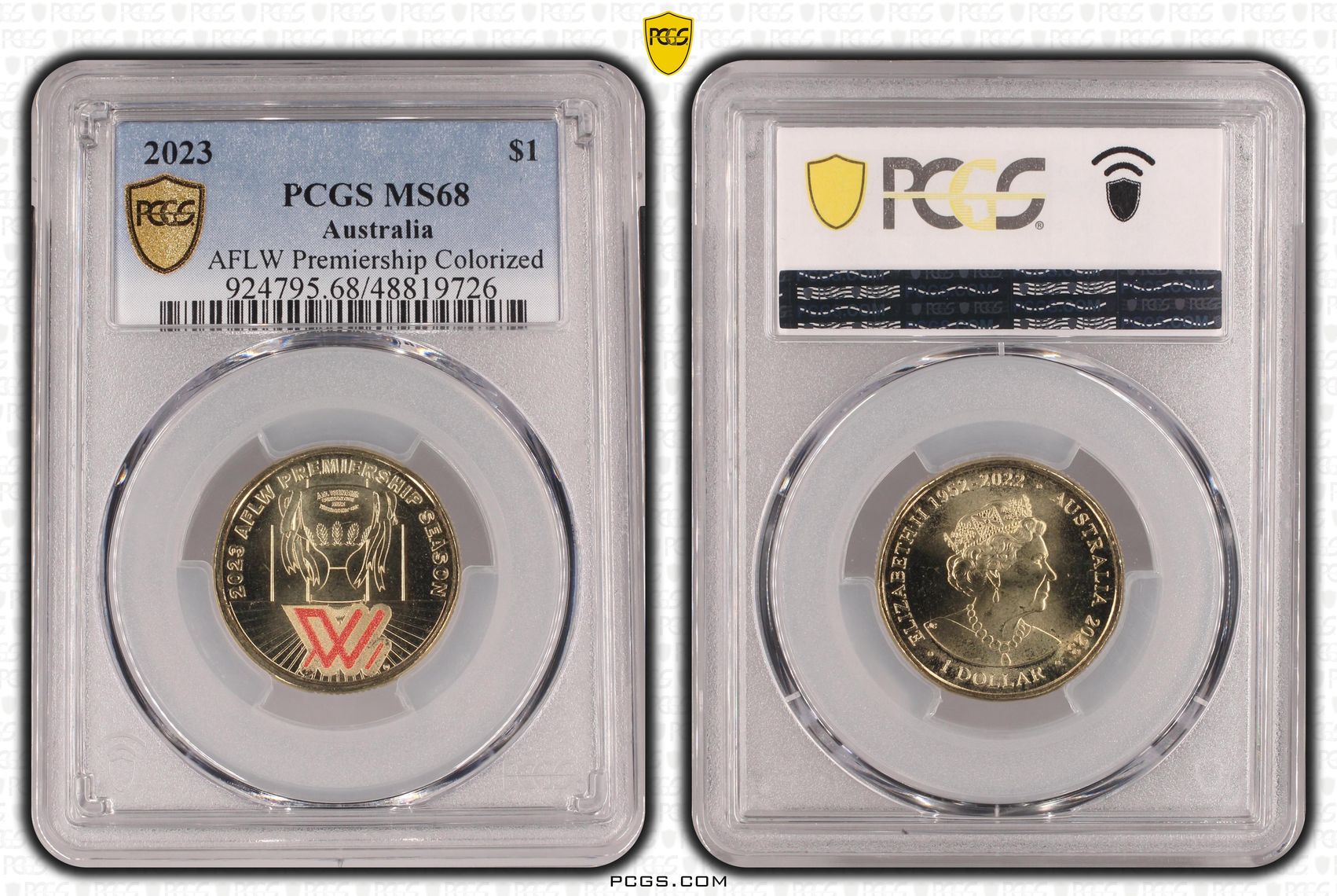 AFLW Premiership Colorized, One Dollar, 2023, PCGS MS68
