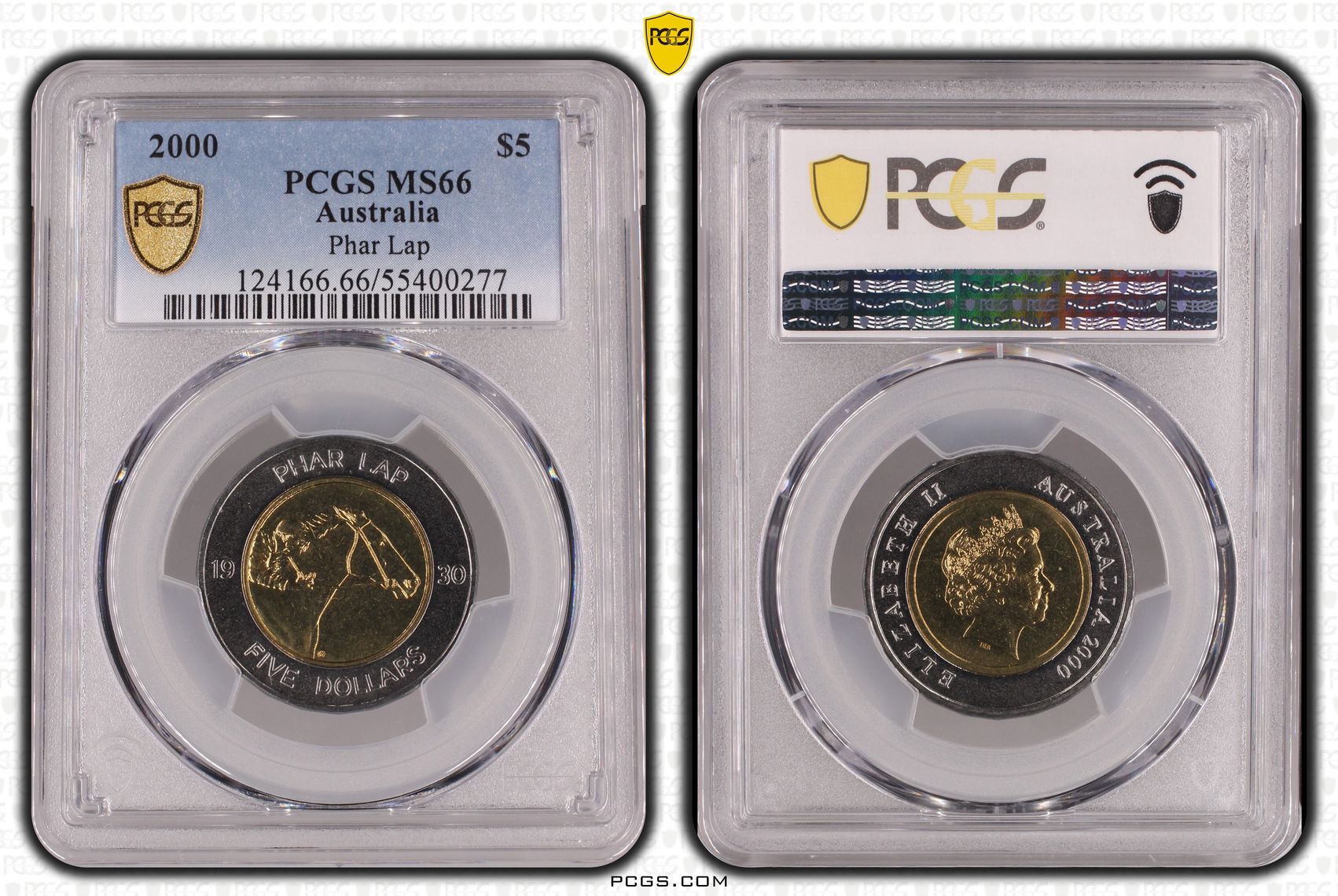 Phar Lap, Five Dollar, 2000, PCGS MS66