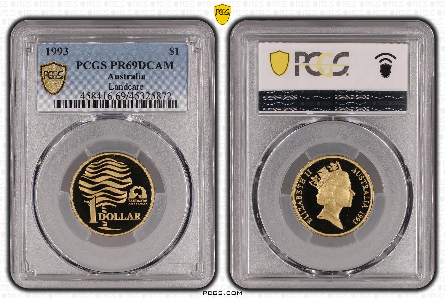 Landcare, One Dollar, 1993, PCGS PR69DCAM