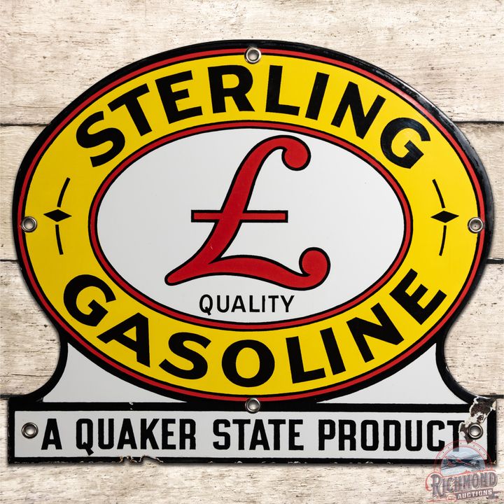 10" Sterling Quality Gasoline A Quaker State Product SSP Pump Plate Sign - 8.75