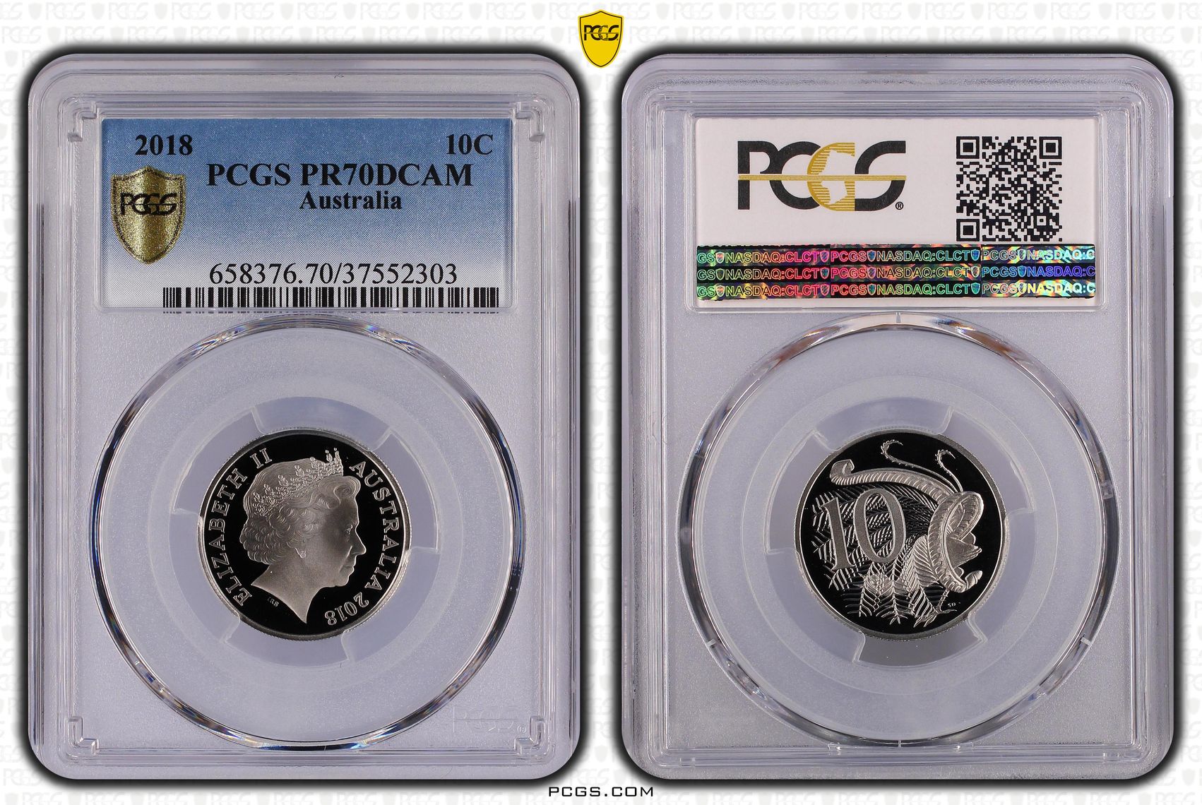 Top pop, Ten Cent, 2018, PCGS PR70DCAM
