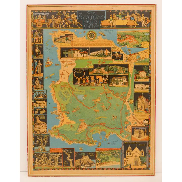 Vintage Jo Mora California Illustrated Map Framed- 33x24''