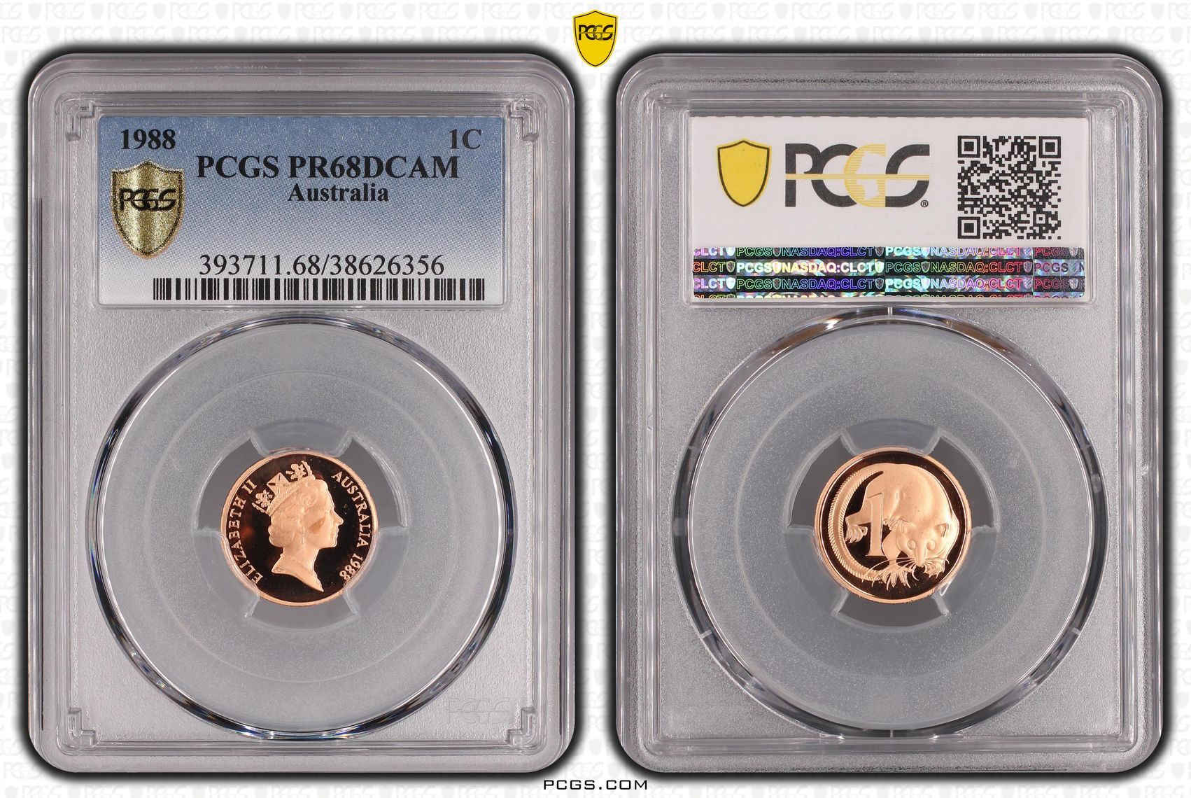 Elizabeth II, One Cent, 1988, PCGS PR69DCAM
