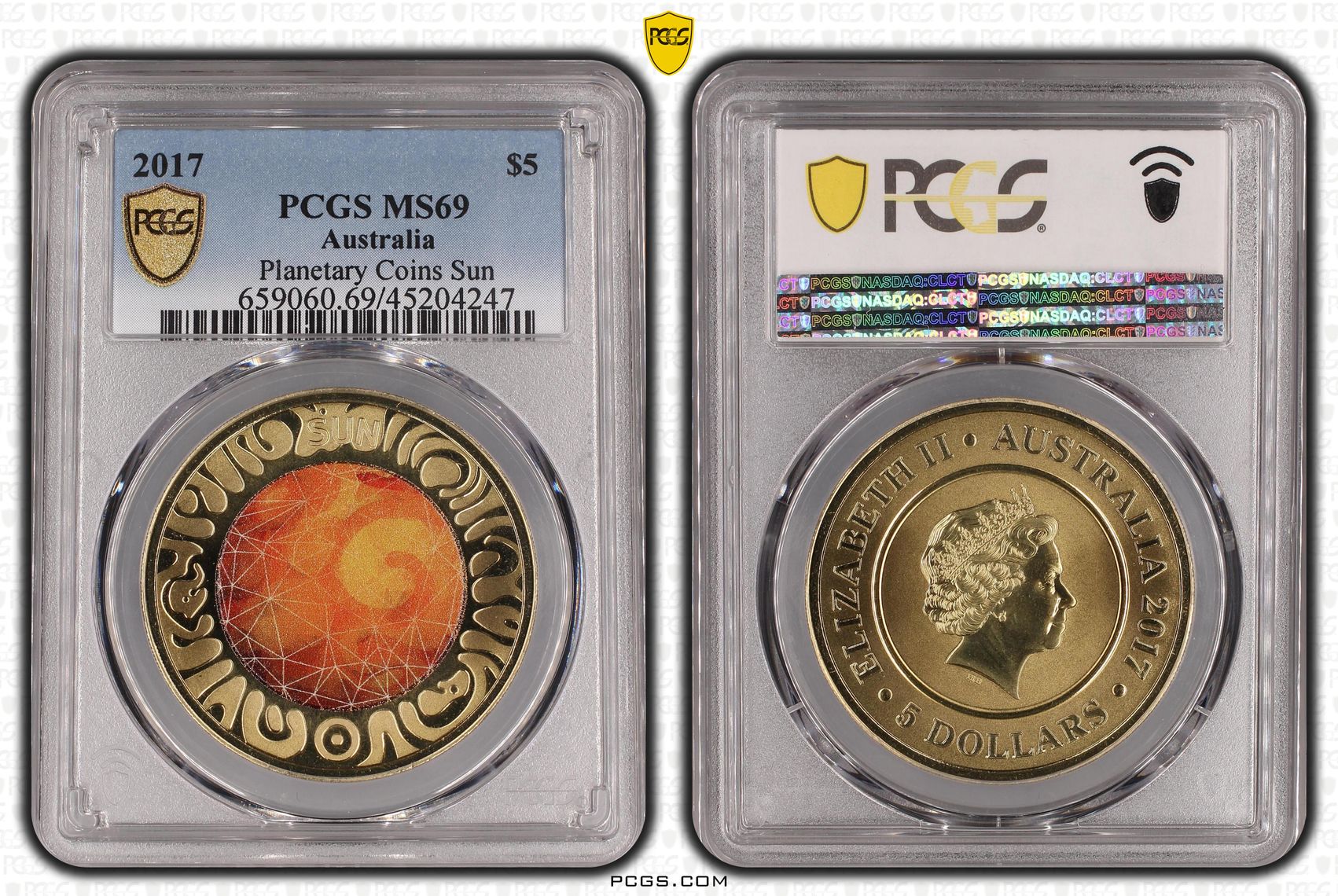 2017 Australia Five Dollar, $5 Planetary Coins Sun PCGS - MS69 -247