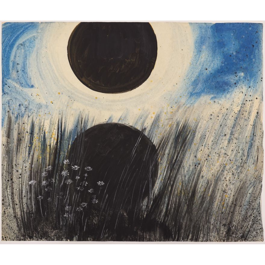 Neil Meitzler ''Mystic Flowers & Double Moon'' 1950's Casein on Paper