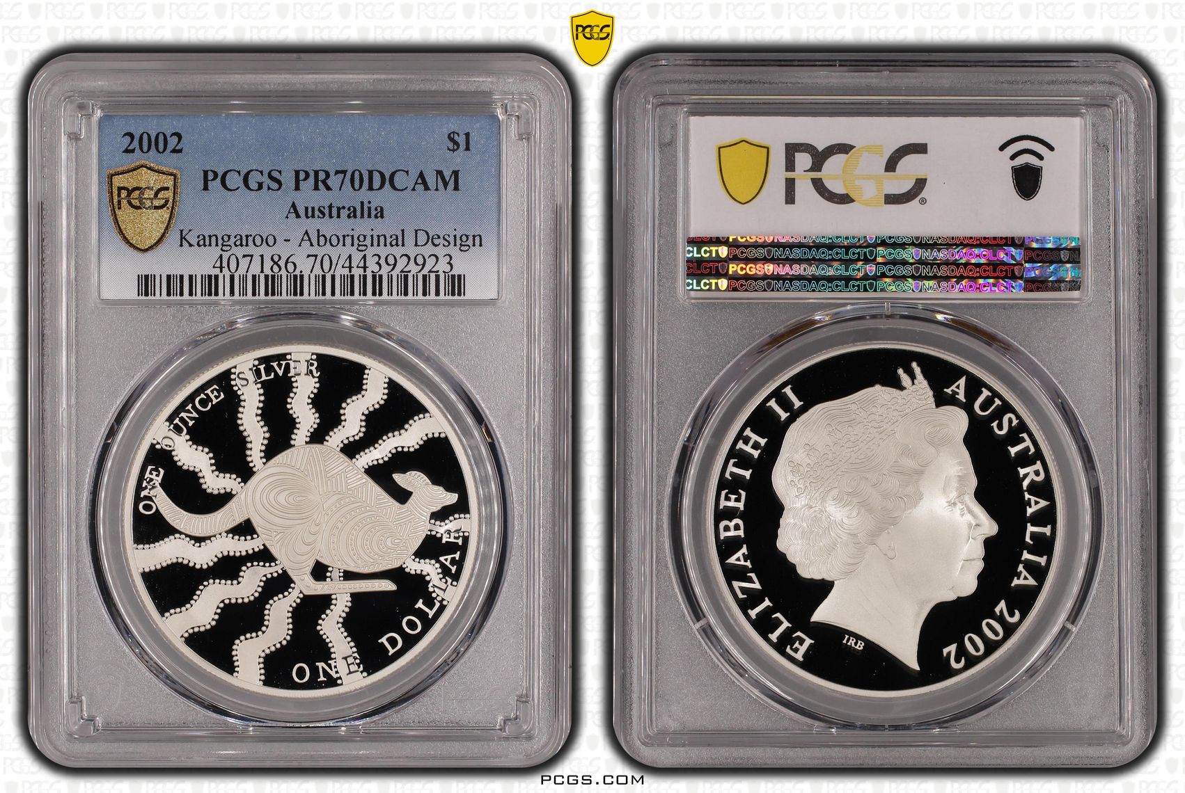 2002 Australia One Dollar, $1 Kangaroo PCGS - PR70DCAM POP 9/0 -923