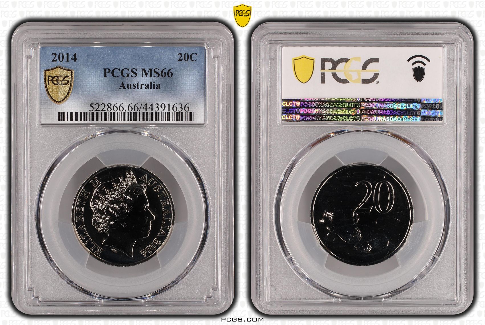 2014 Australia Twenty Cent, 20c PCGS - MS66 -636