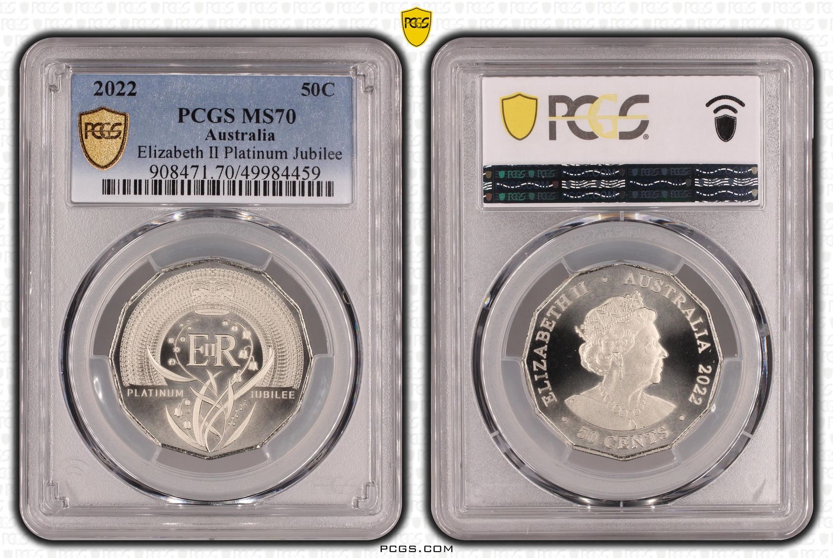 Elizabeth II Platinum Jubilee, Fifty Cent, 2022, PCGS MS70
