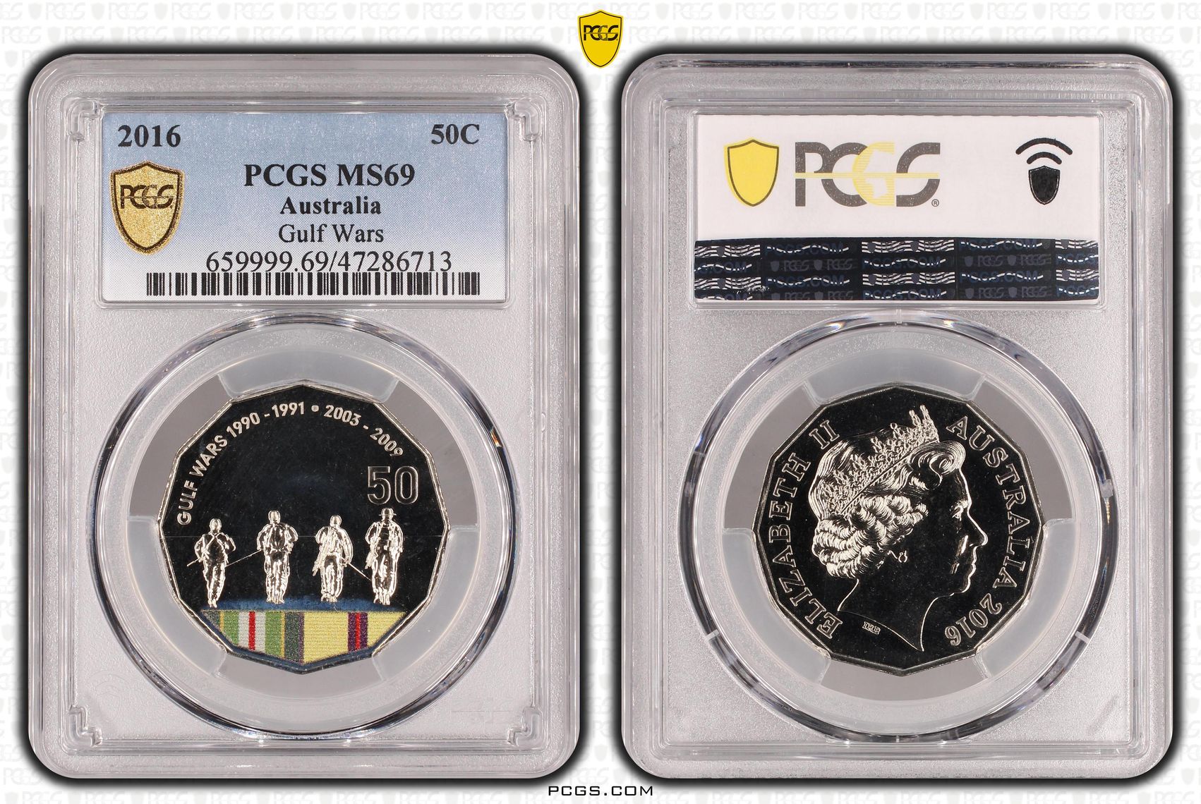 339 · Gulf Wars Colorized, POP 8/0, Fifty Cent, 2016, PCGS MS69