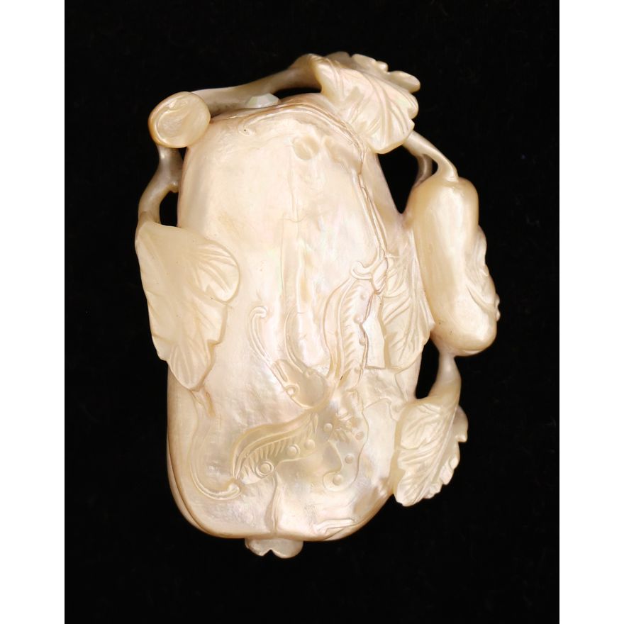 Chinese Mother of Pearl Figural Melon Snuff Bottle