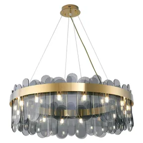 Drlight Art Personality Creative Chandelier Round Glass Smoke Grey 80 cm | SOME GLASS BROKEN