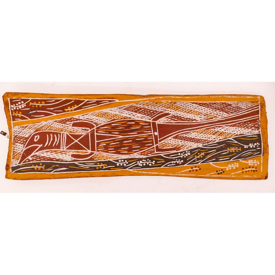 Manjawila Australian Aboriginal Bark Painting- 21x7''