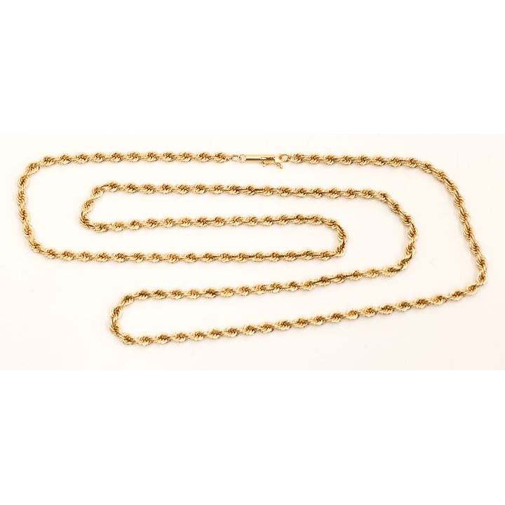 14k Yellow Gold Rope Chain 4mm Necklace 32''
