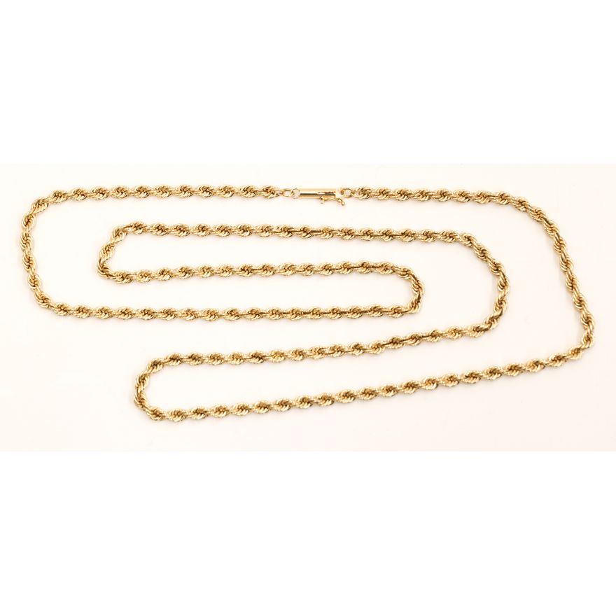 14k Yellow Gold Rope Chain 4mm Necklace 32''