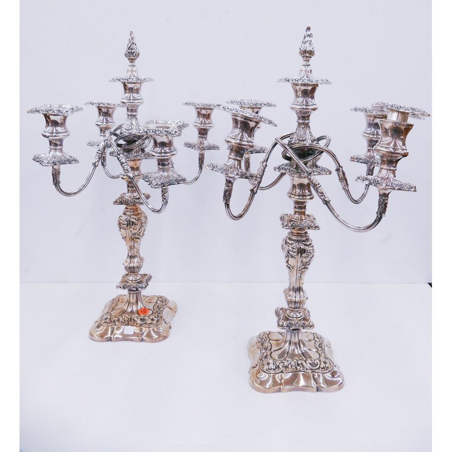 Pair International Silver Silverplate Candelabras- 20'' tall
