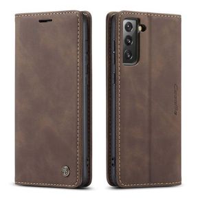 We Love Gadgets Card Slot Flip Cover Case Galaxy S21 Ultra Brown Credit card holder and stand view feature. |