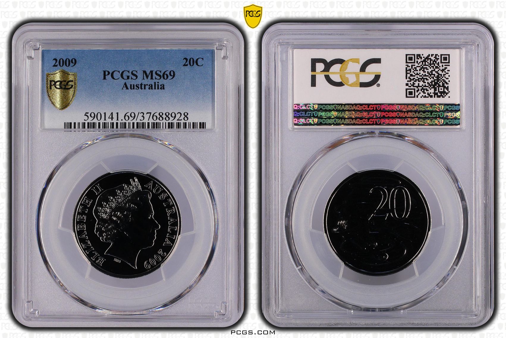Elizabeth II, Twenty Cent, 2009, PCGS MS69