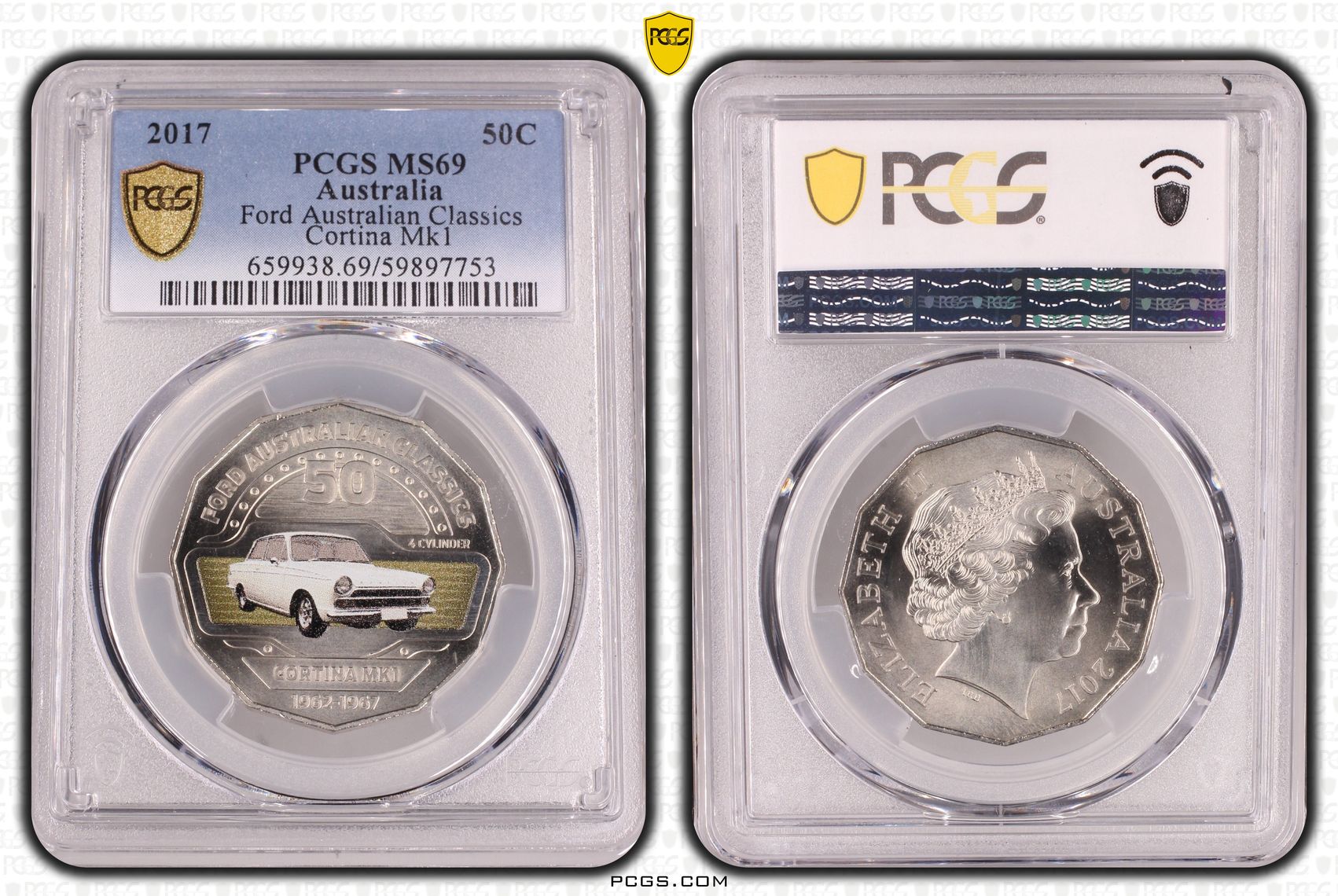 Ford Australian Classics Cortina Mk1, Fifty Cent, 2017, PCGS MS69