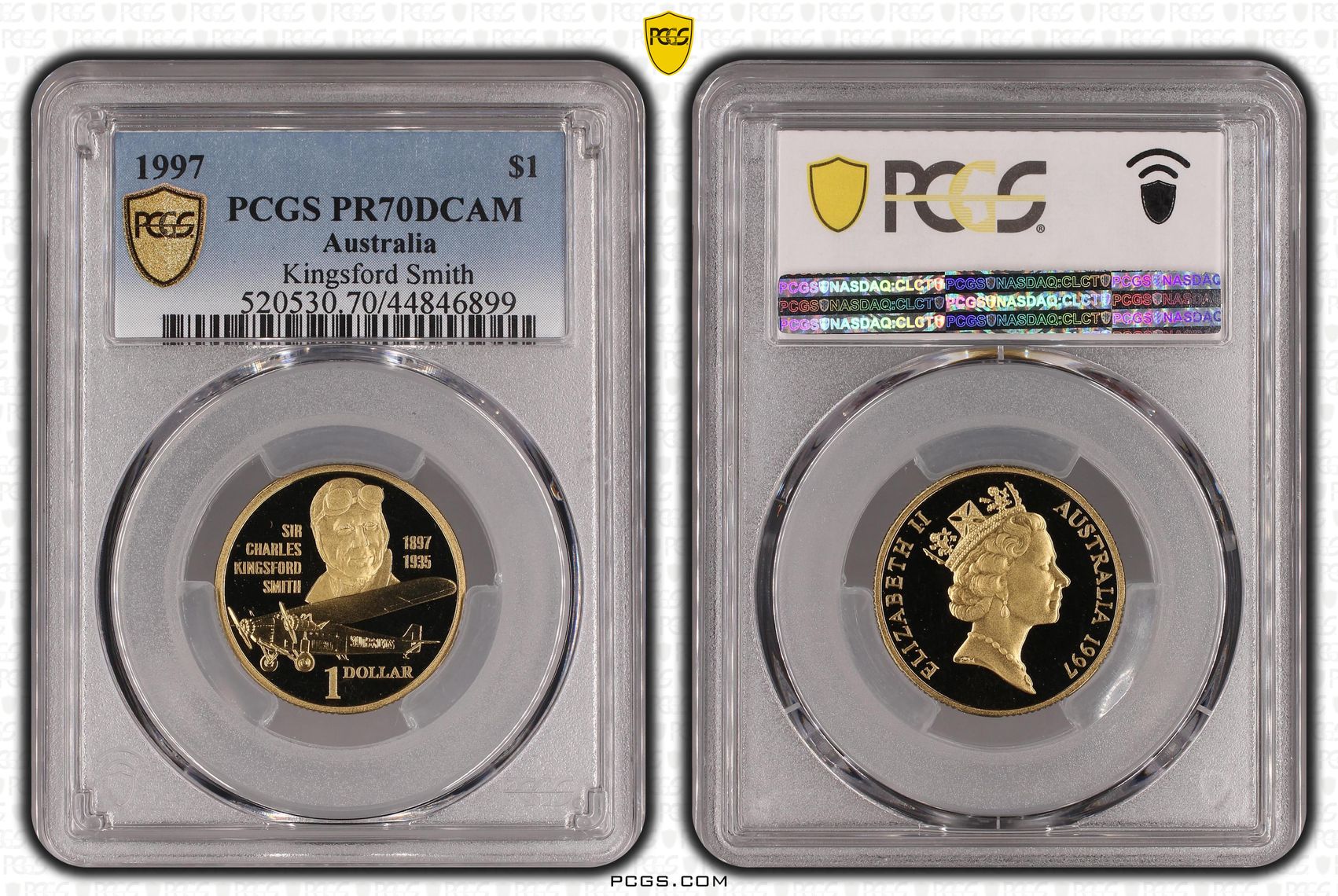 1997 Australia One Dollar, $1 Kingsford Smith PCGS - PR70DCAM POP 2/0 -899