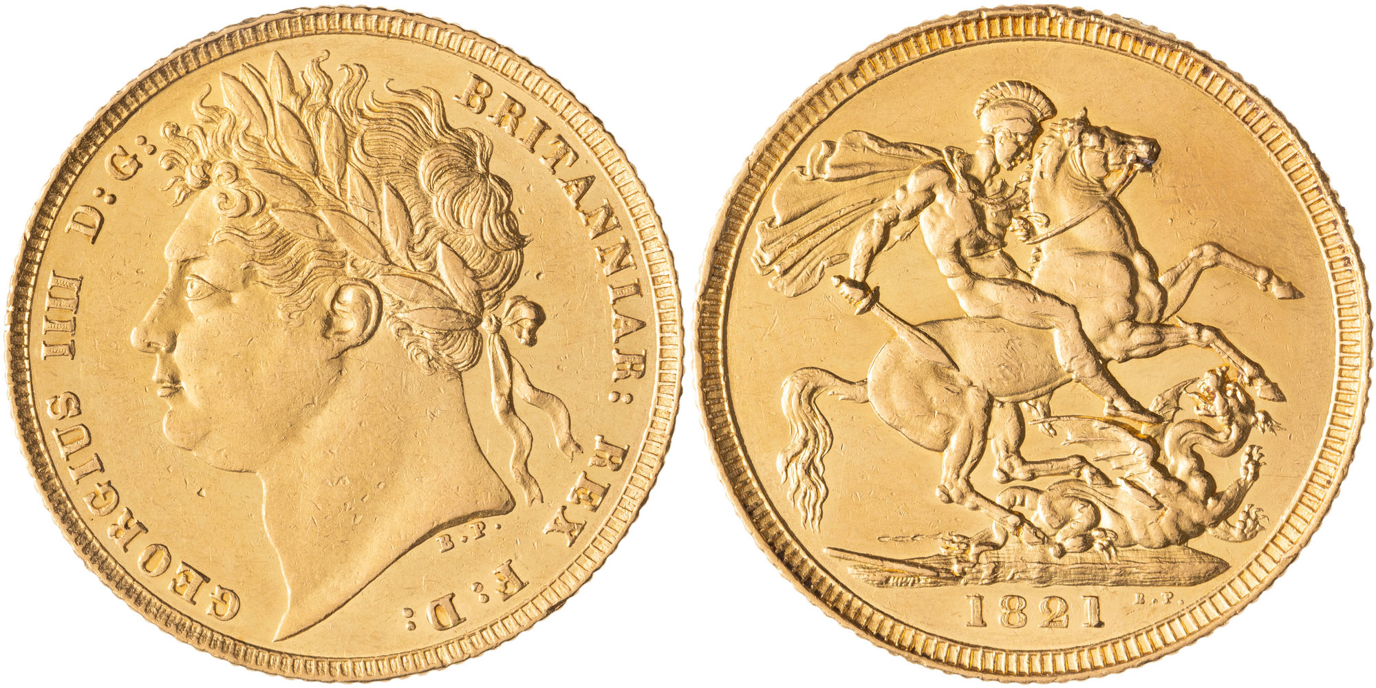 Great Britain, George IV, St George & Dragon Reverse, Sovereign, 1821, gEF