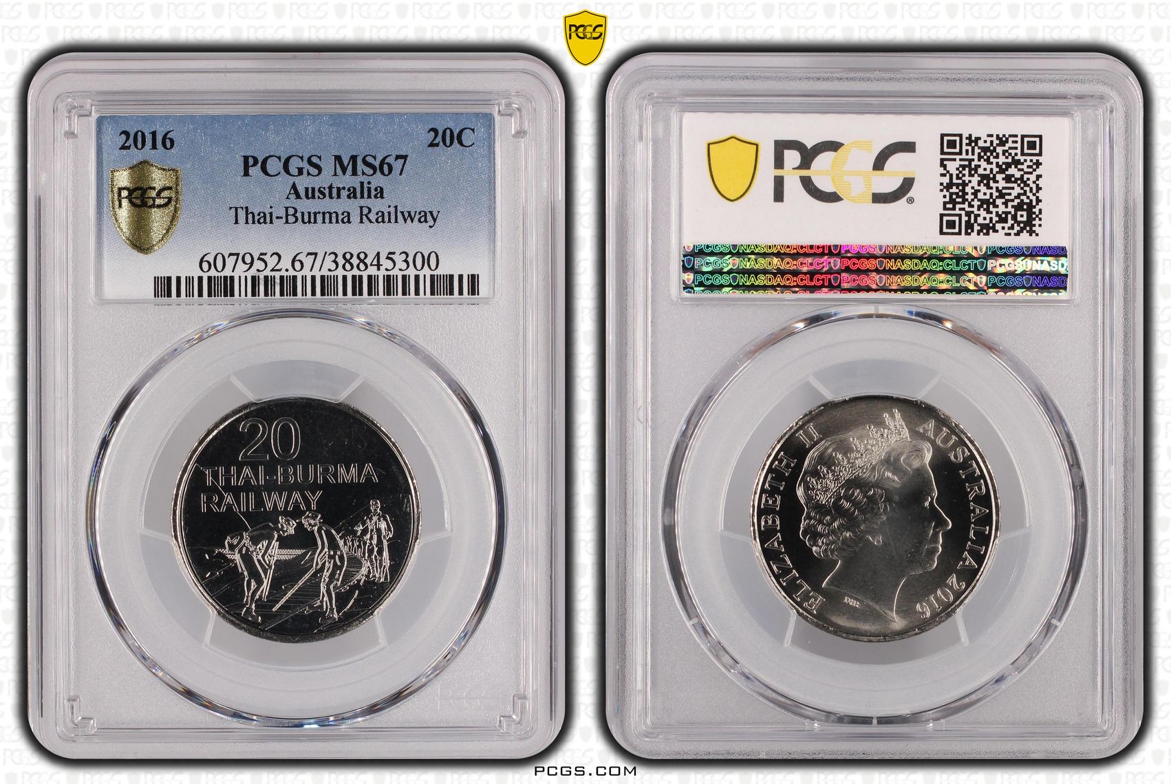 2016 Australia Twenty Cent, 20c Thai-Burma Railway PCGS - MS67 POP 1/0 -300
