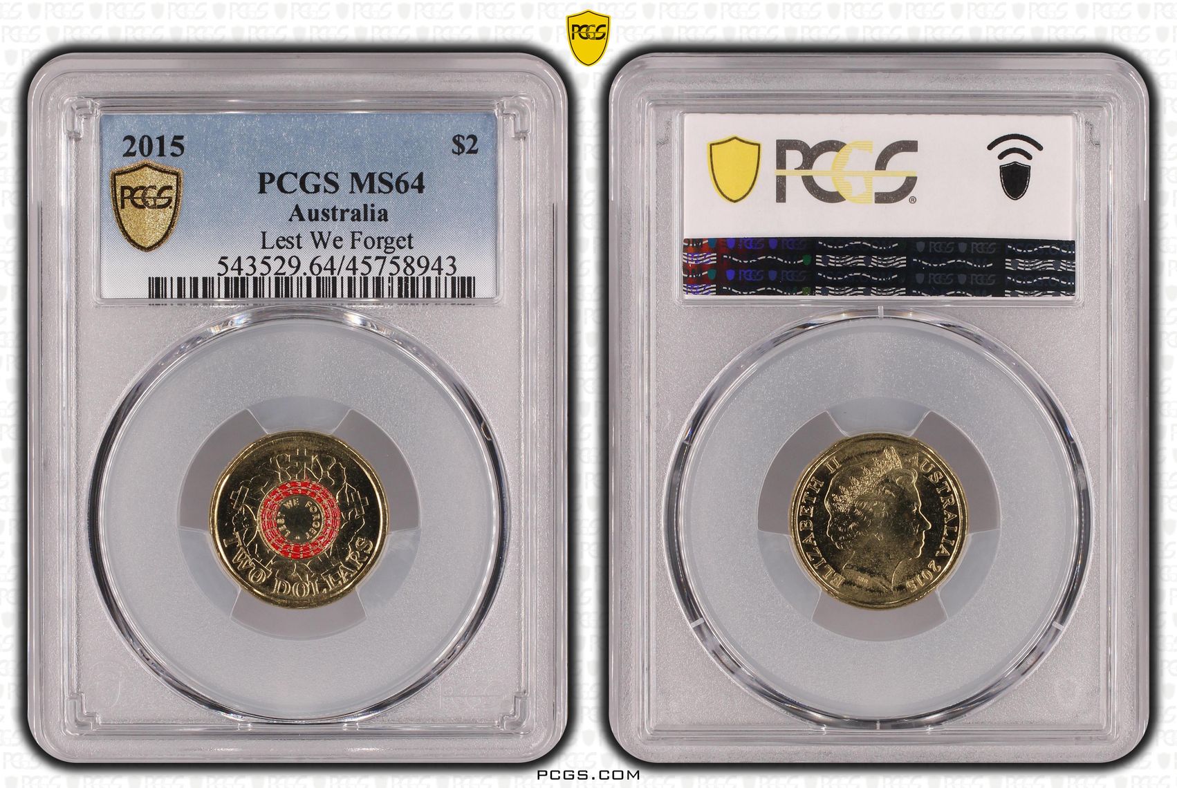Lest We Forget, Two Dollar, 2015, PCGS MS64