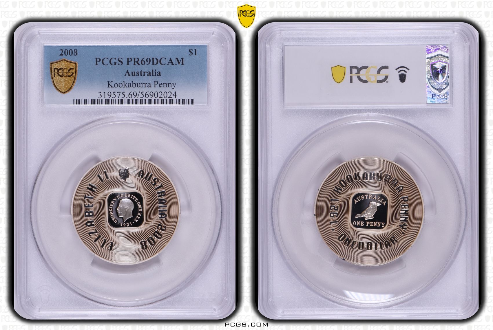 Kookaburra Penny, One Dollar, 2008, PCGS PR69DCAM
