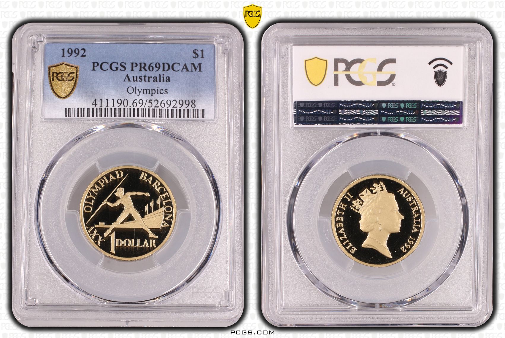 Olympics, One Dollar, 1992, PCGS PR69DCAM