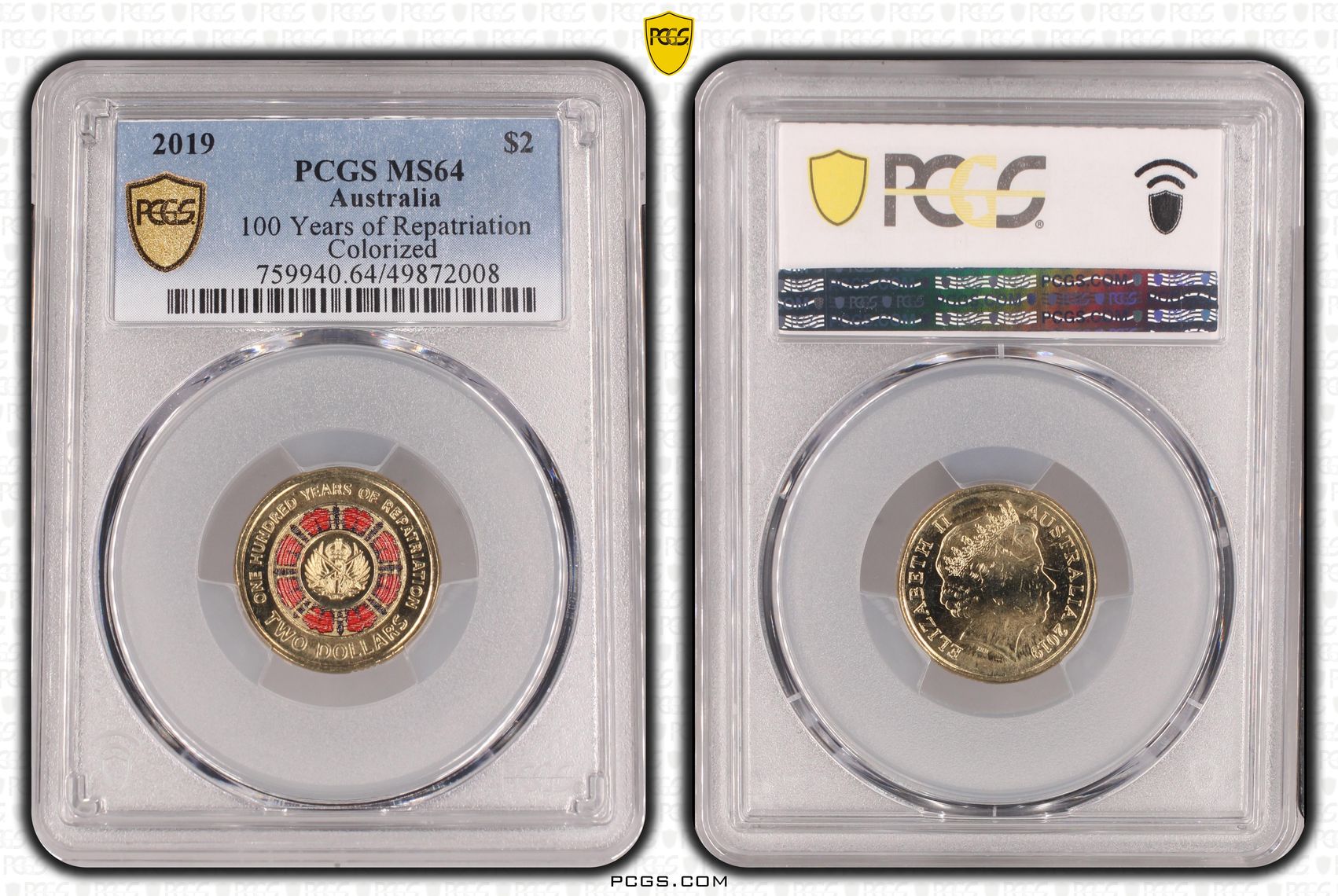 100 Years of Repatriation - Colorized , Two Dollar, 2019, PCGS MS64