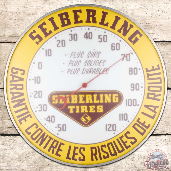 Seiberling Tires 16" Advertising Thermometer Sign w/ Logo