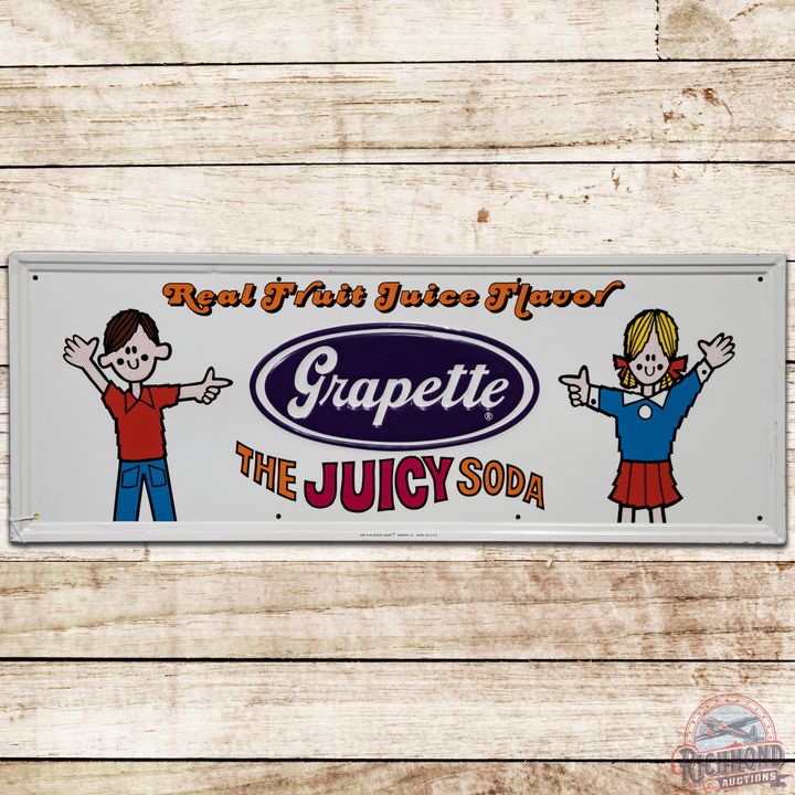 Grapette The Juicy Soda SST Sign w/ Boy & Girl - 9