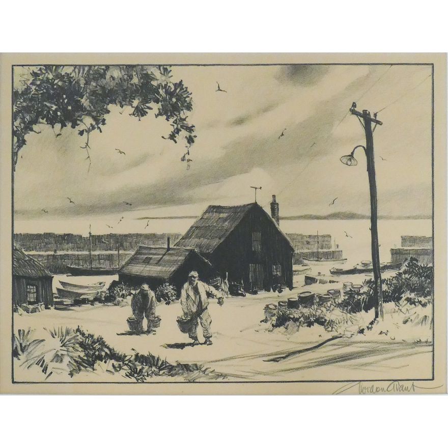 Gordon Grant ''The Little Harbor'' Signed Lithograph Matted 16''x20'' - AAA print