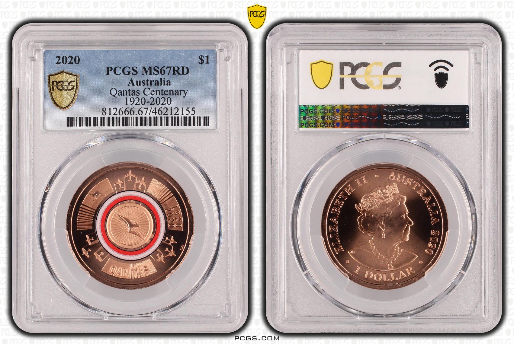 Qantas Centenary 1920-2020, One Dollar, 2020, PCGS MS67RD