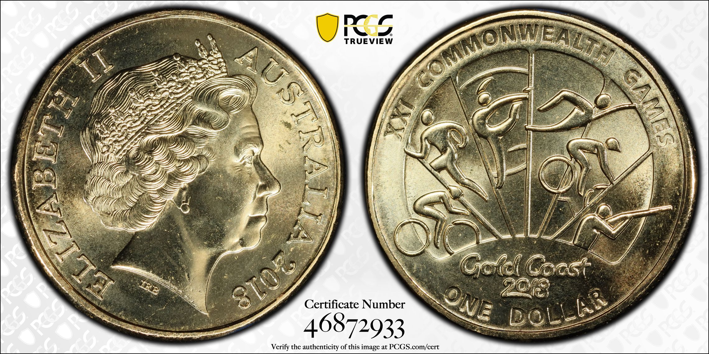 Commonwealth Games - Sporting Events 3 of 4, POP 10/0, One Dollar, 2018, PCGS MS68