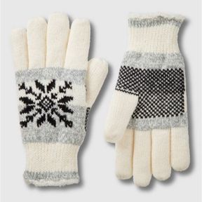 ISOTONER WOMEN'S SMARTDRI SNOWFLAKE KNIT GLOVE - IVORY/GRAY ONE SIZE