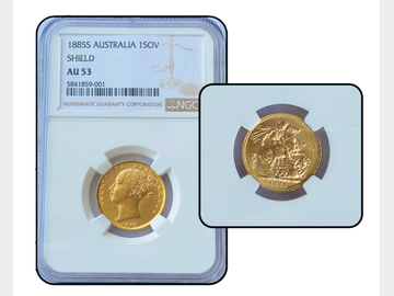 1885 SYDNEY MINT GOLD SOVEREIGN NGC AU 53