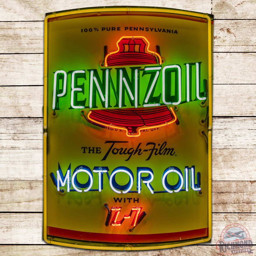 Pennzoil Z-7 Motor Oil Die Cut Quart Can Shaped Single Sided Tin Neon Sign