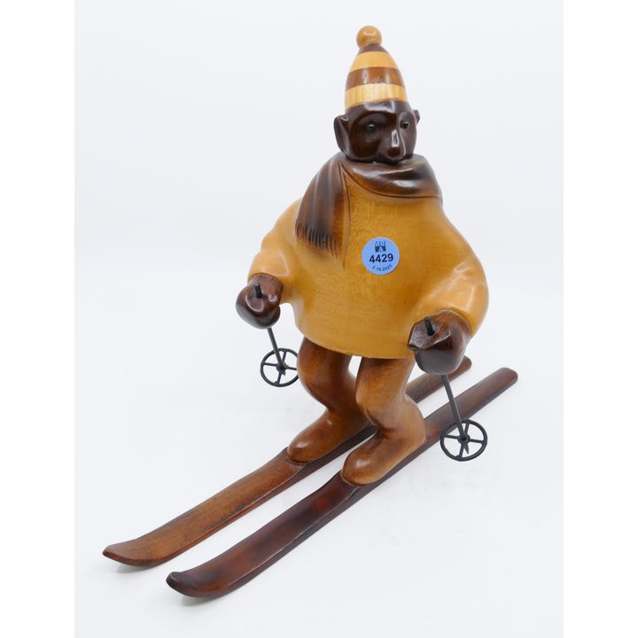 Mid Century Romer Italian Wood Skiier Figure 10''